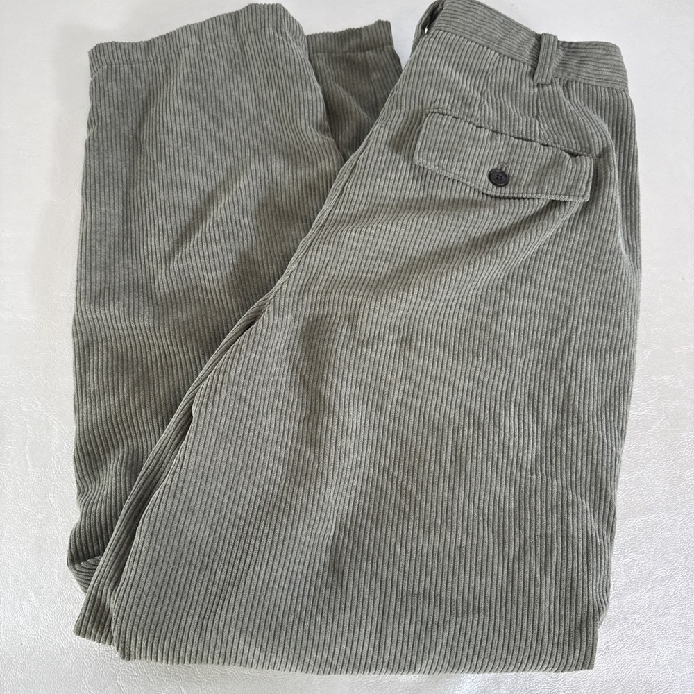 Madewell Women's 6 Sage Green Corduroy Tapered High Rise Pleated Wide Pants